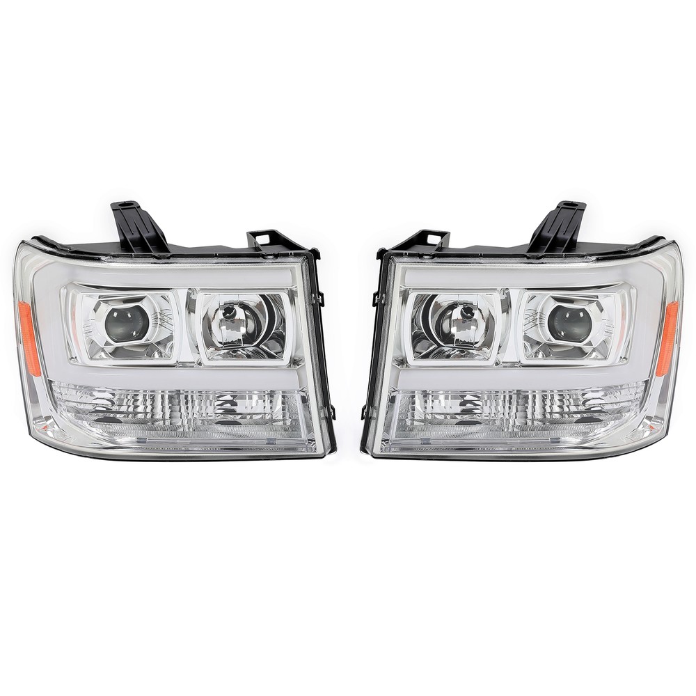 Chrome LED DRL Projector Headlights For GMC Sierra 1500 2500HD 3500HD 07-2013 14