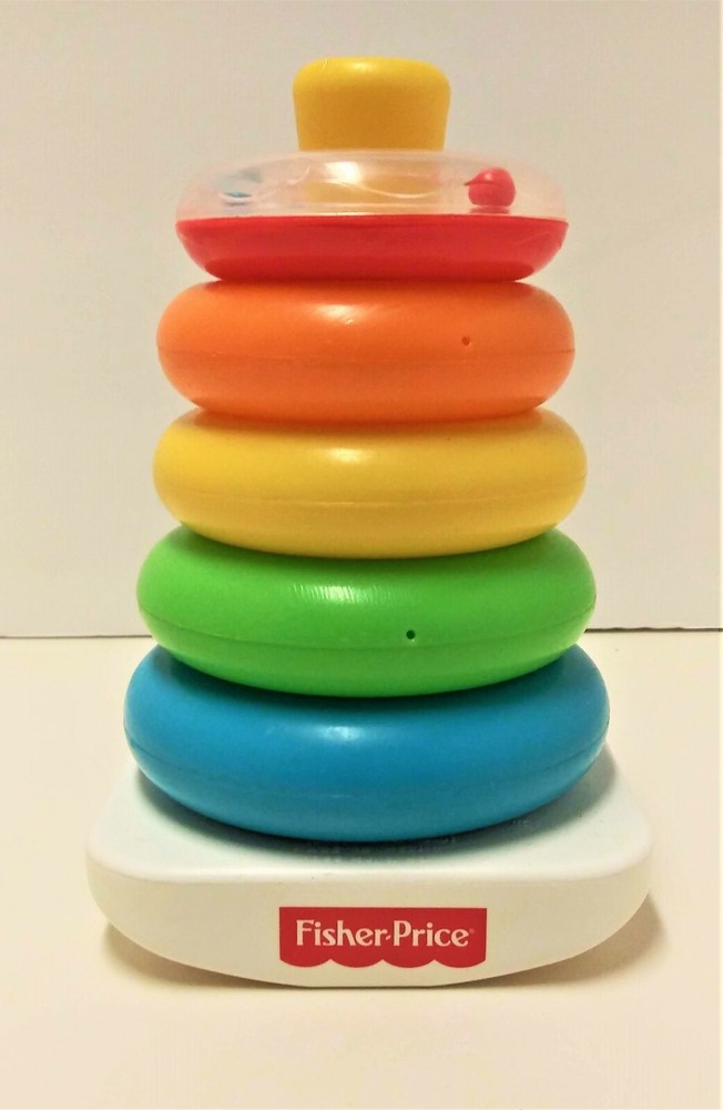 Fisher Price Rock a Stack Colorful Rings Set Childrens Toys Plastic Stacker