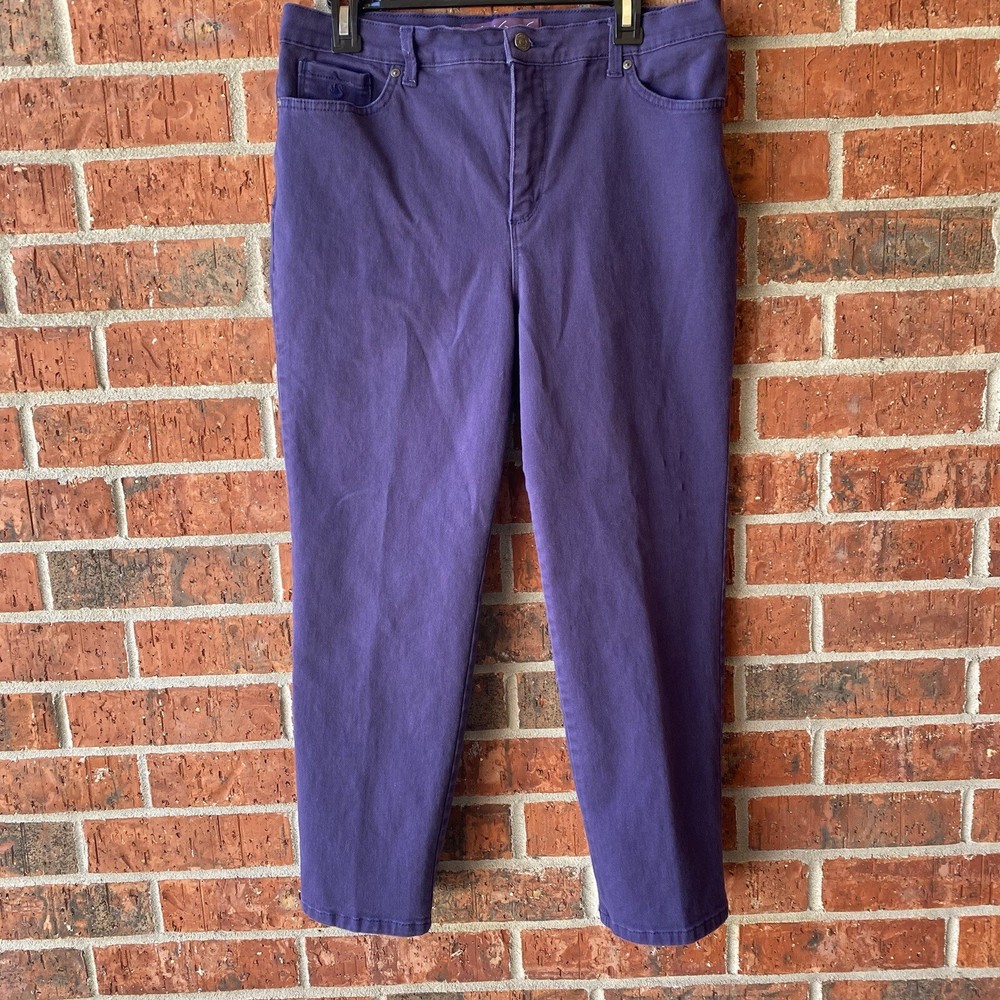 Gloria Vanderbilt Amanda Purple High-Rise Straight Leg Jeans Women’s 14 Petite Fit