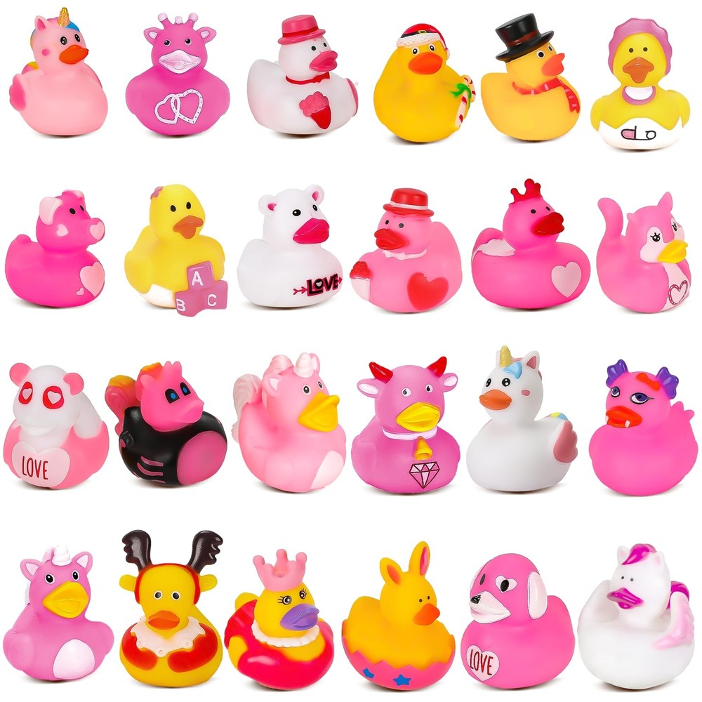 Valentines Day Gifts for Classroom -24Pack Rubber Ducks Fun Toys for Kids Gif...
