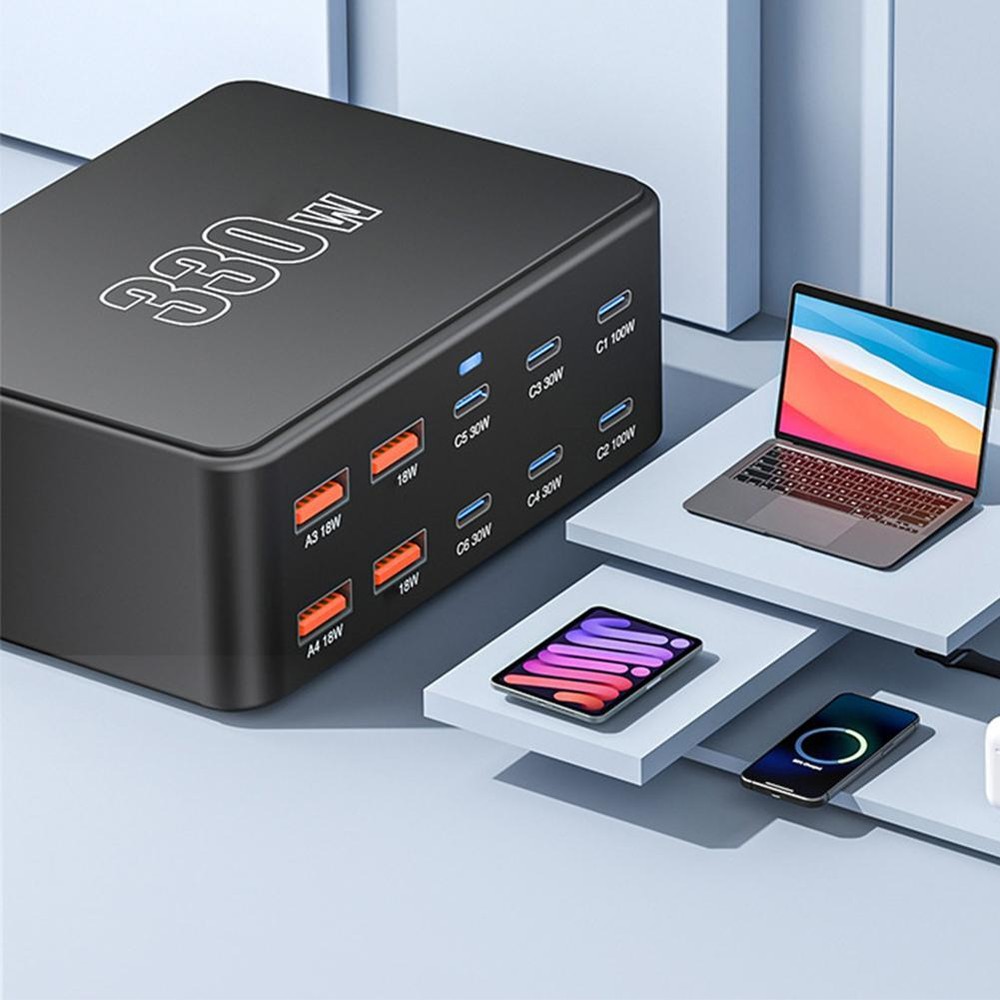 330W Universal Fast Charging Station for Laptops & Phones with Multiple Ports