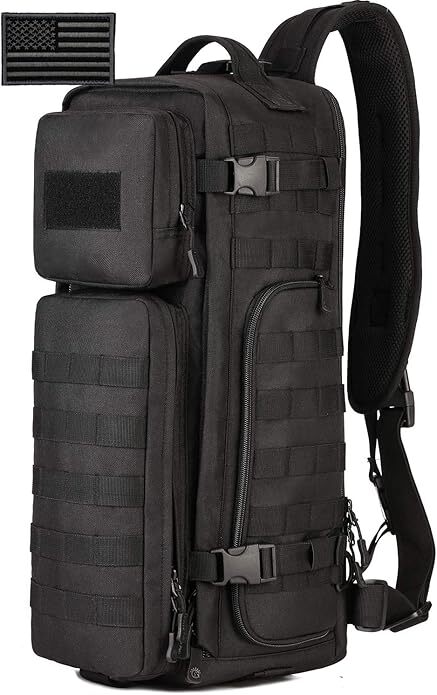 Tactical MOLLE Crossbody Sling Bag with Patch Protector Plus