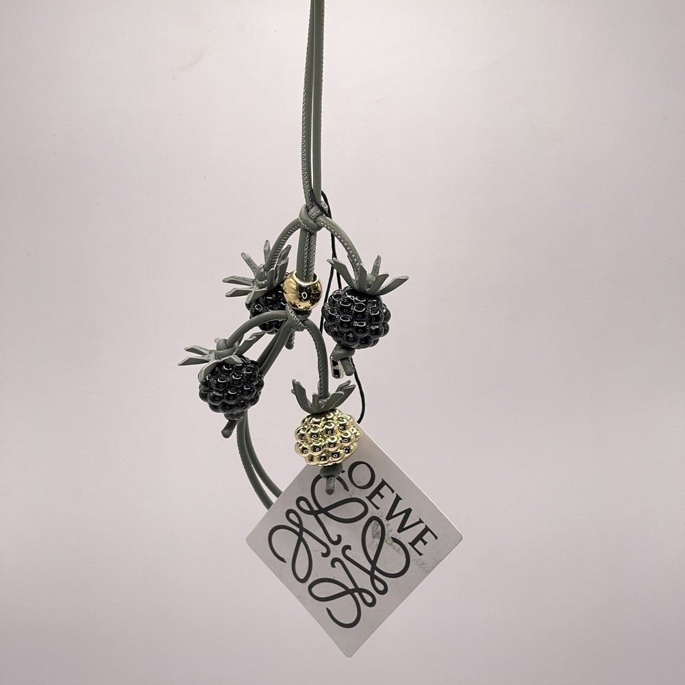 Loewe Womens Berry Bag Charm Resin/Leather Green/Black/Gold