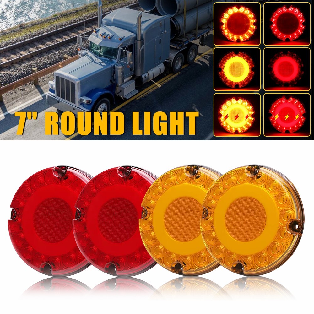 7-Inch Round 36 LED Trailer Turn Signal Brake Tail Light 12-24V