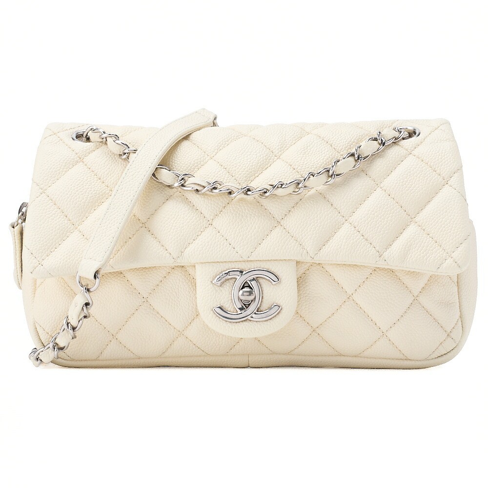 CHANEL Matelasse 25cm Single Flap Chain Shoulder  Silver Hardware Bag 731762