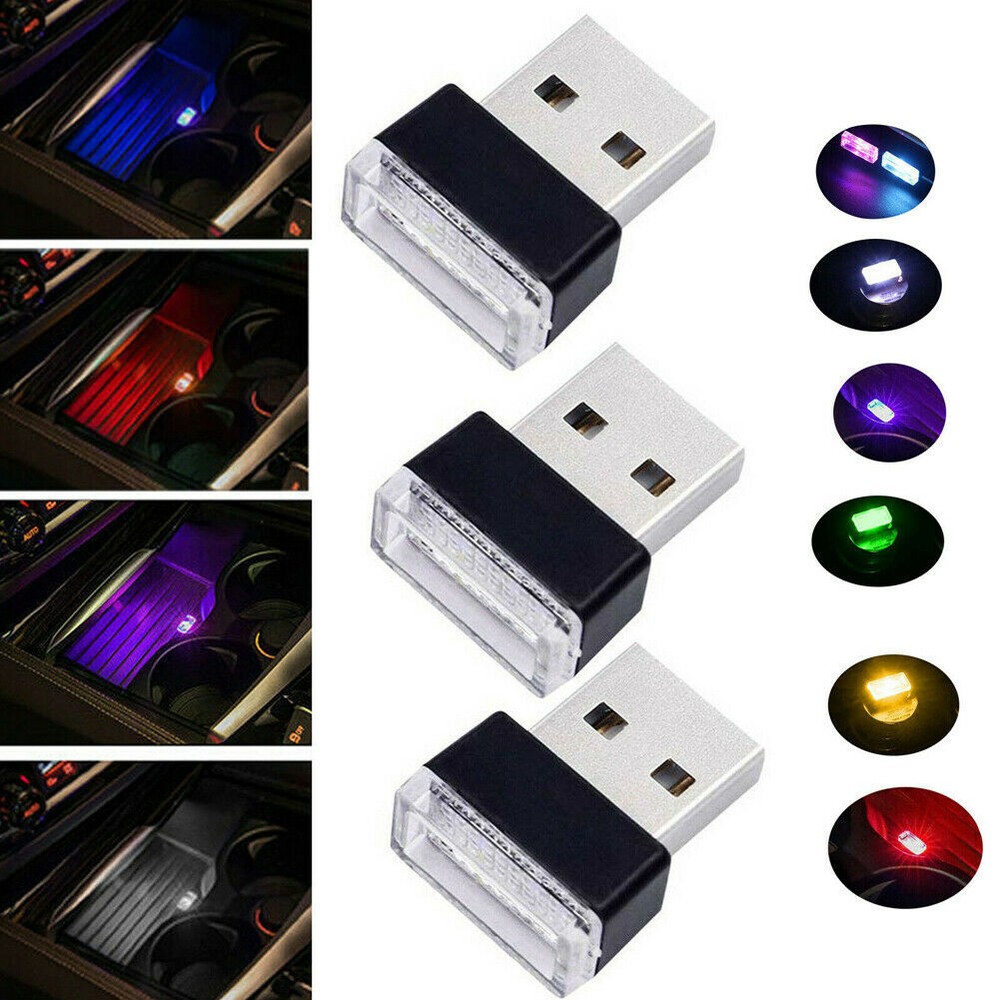 3x USB Mini Lamp Bulb Accessories LED Car Interior Neon Atmosphere Ambient Light