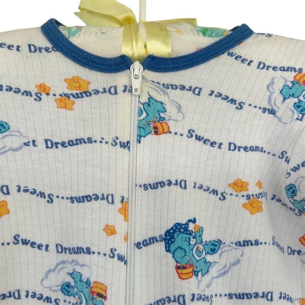 VTG 2002 Y2K Care Bears Baby Sleepsuit Footed Pajamas 0-3 Mo Blue Sweet Dreams
