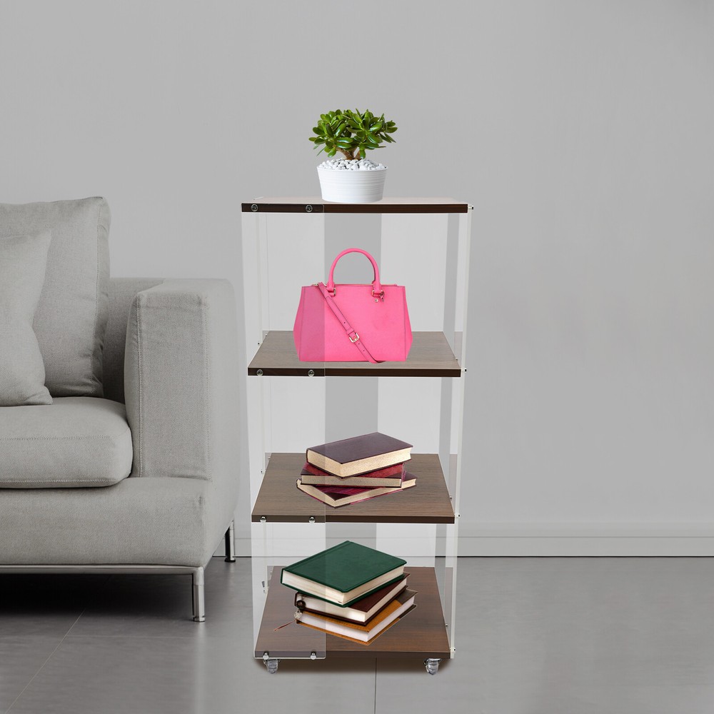 360° Rotating 3-Tier Corner Bookcase Display Shelf Standing Storage Rack US