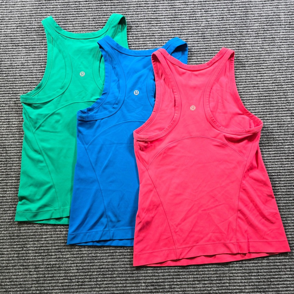 Lululemon Tank Tops Women's 4 Green Blue Pink Cool Racerback Athletic Lot of 3
