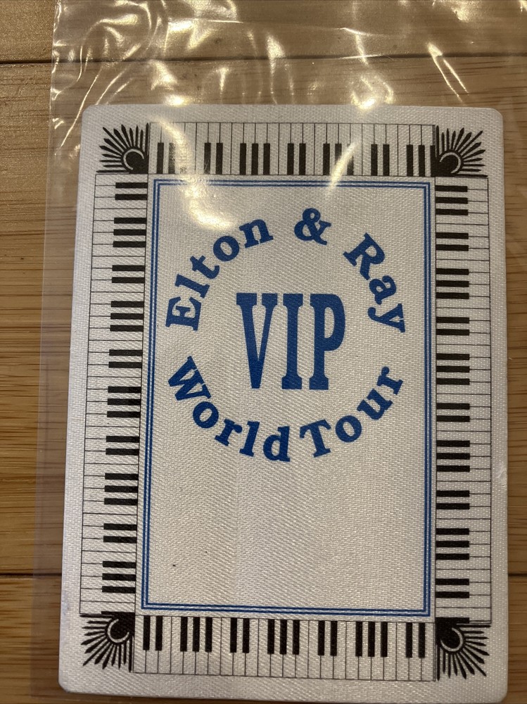 UNUSED SATIN ELTON JOHN RAY CHARLES WORLD TOUR PURPLE VIP BACKSTAGE PASS