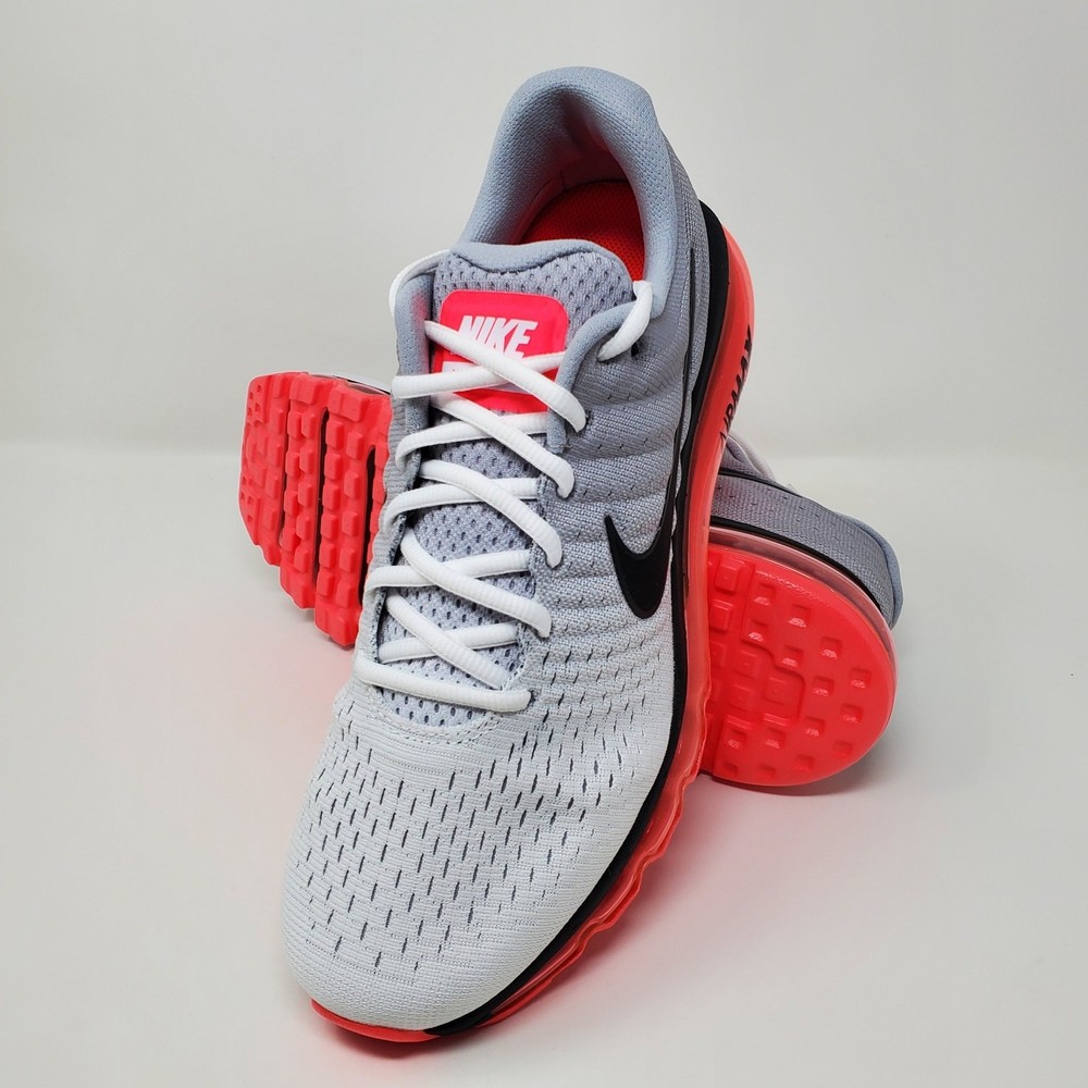 Nike Air Max 2017 Wolf Grey Hot Punch Red Black Cool 849559-106 Men's Size 8.5