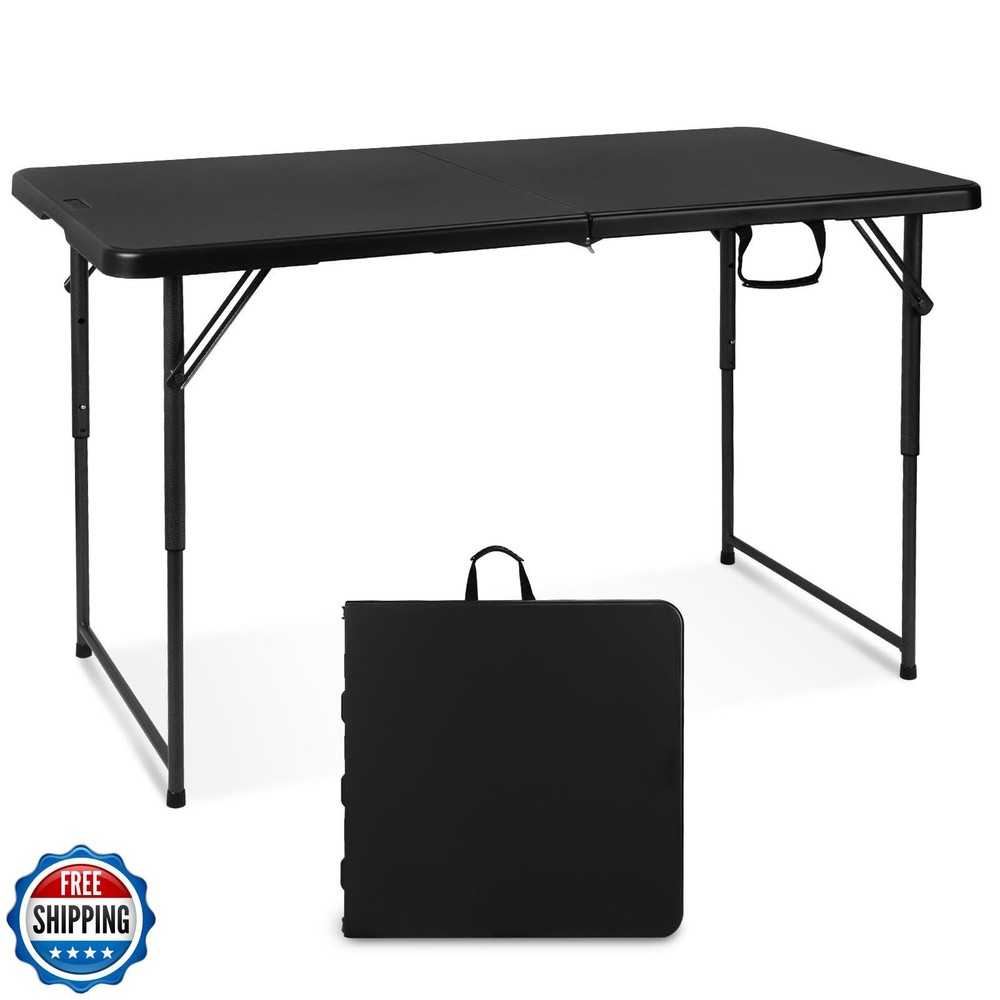 Byliable 4ft Heavy Duty Folding Utility Table with Fold-in-Half Design