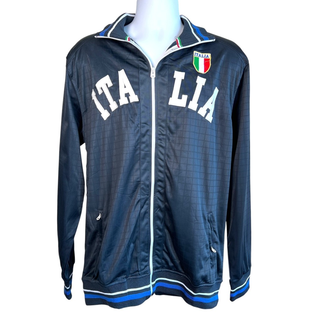 Italia Full Zip Embroidered Track Jacket Blue Size XXXL Y2K Football Soccer Y2K