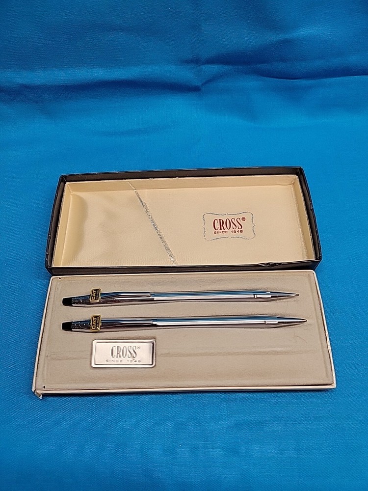 Vintage CROSS Chrome 3501 Pen Pencil Set - Caterpillar (CAT) Diesel Power Logo