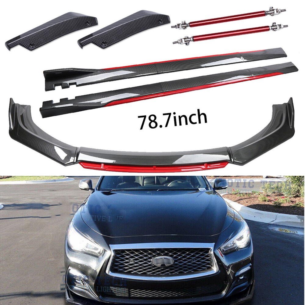 For Infiniti Q60 Front Bumper Lip Carbon Fiber Rods 78.7