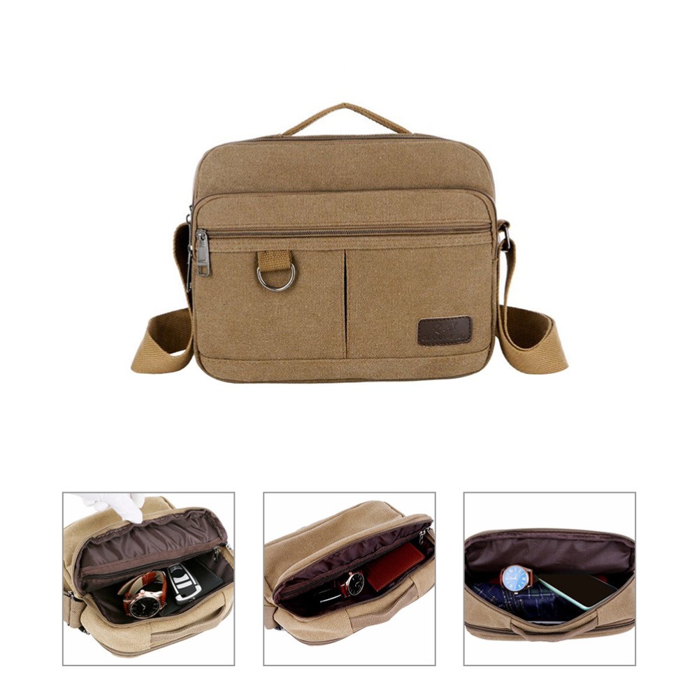 Men's Casual Canvas Messenger Backpack Large Capacity Crossbody Bag