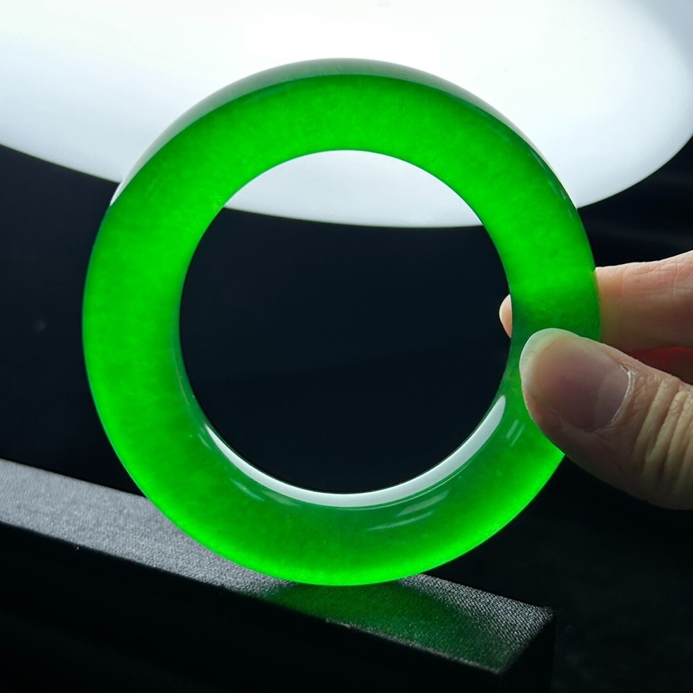 Certified Natural high Ice Green Burmese Jade jadeite bracelet bangle 58-59mm