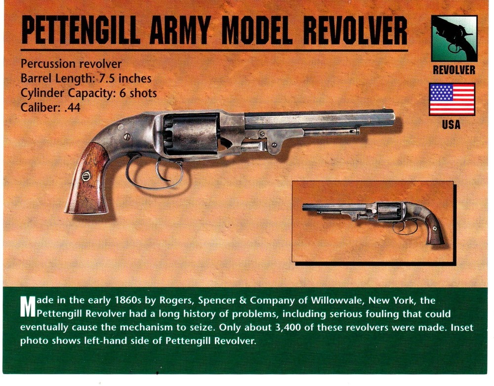 Pettengill Army Model Revolver Classic Firearms Photo Card u