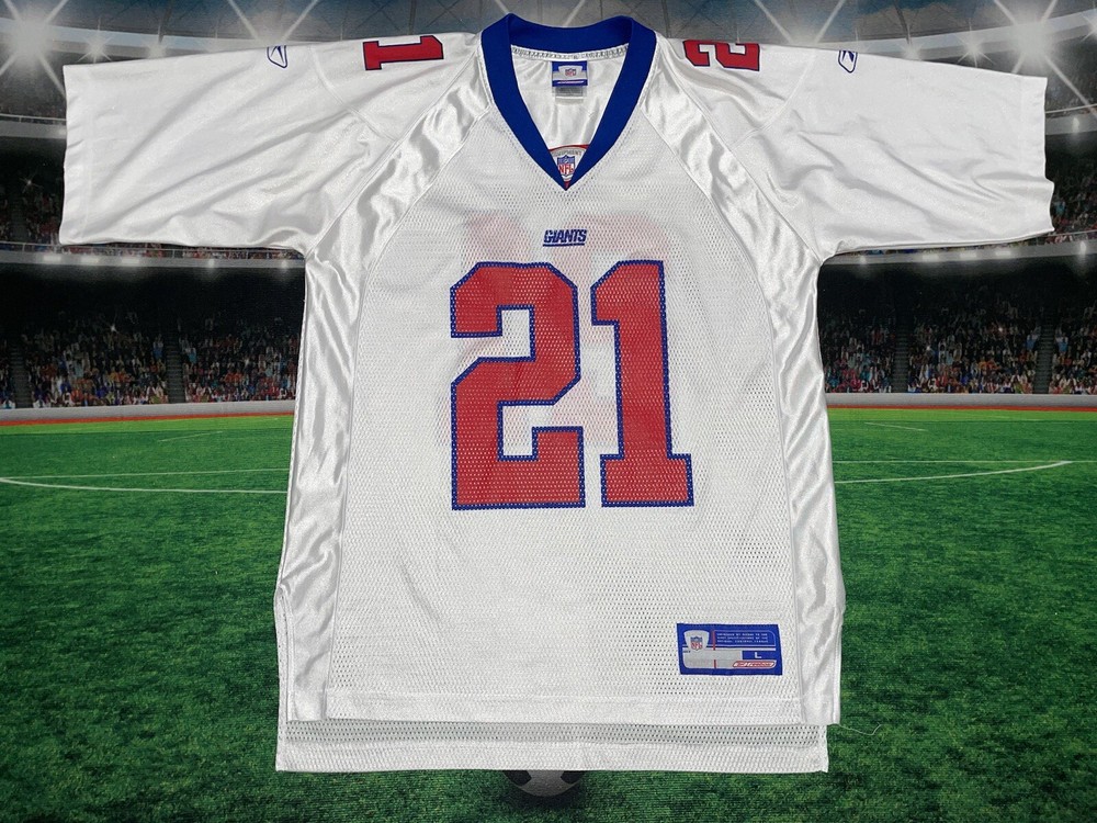 Tiki Barber #21 New York Giants Reebok Jersey Sz Large Preowned White