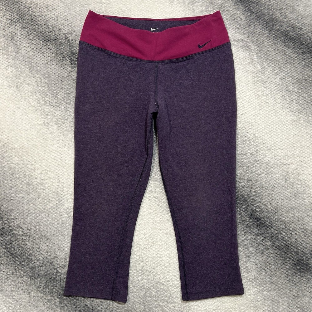 Nike Dri Fit Capri Cotton Athletic Leggings Medium Pink Purple 552141 509