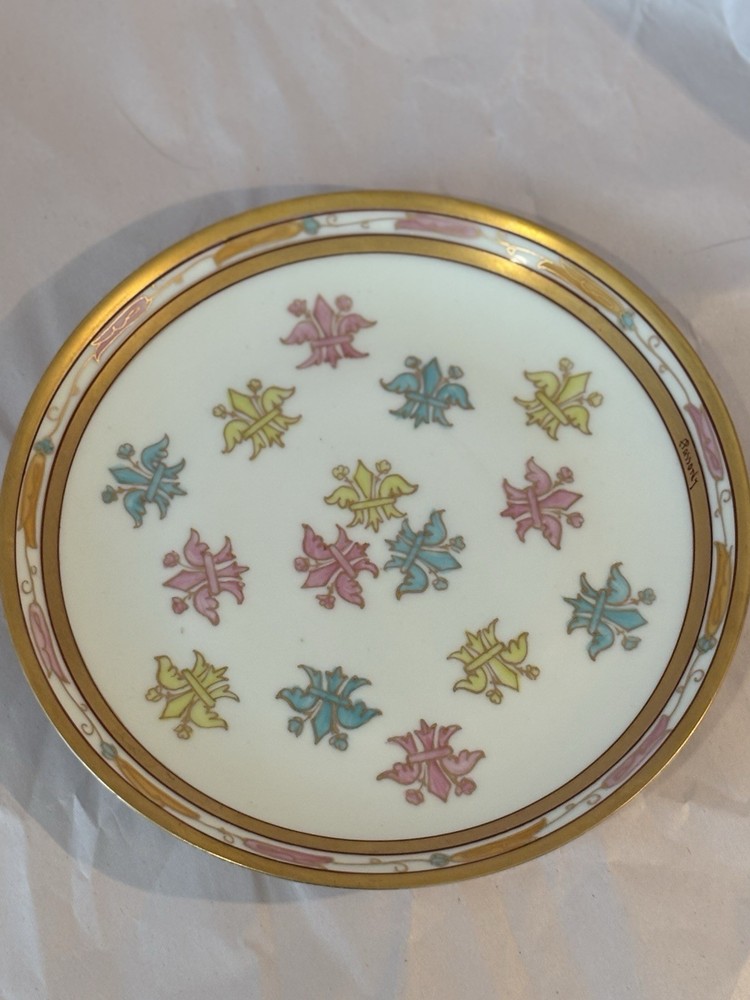 Antique Hand Painted Signed Pickard Floral Pattern Plate Gold Trim
