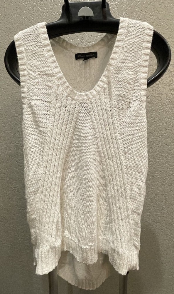 Banana Republic White Hi-Lo Hem Sweater Tank Top Size S  