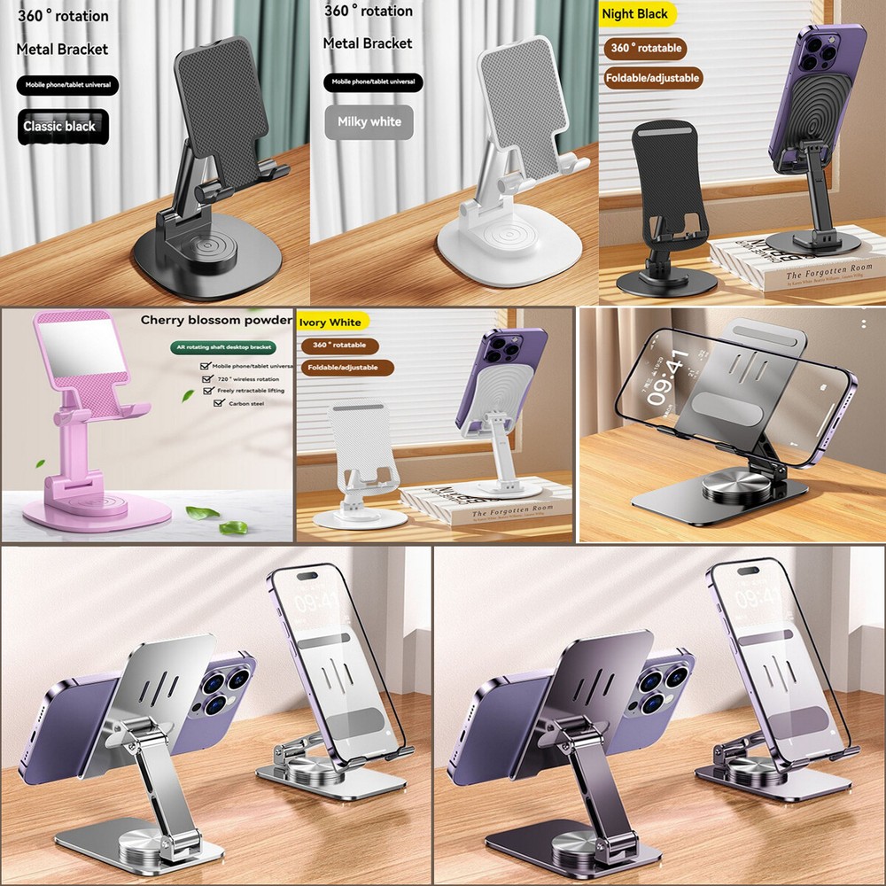 360-Degree Rotating Adjustable Metal Desktop Stand with Lazy Bracket  