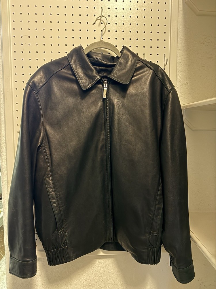 SEND OFFER Marc New York Men's black Leather Jacket, Lined, Warm, Zipper, Size M