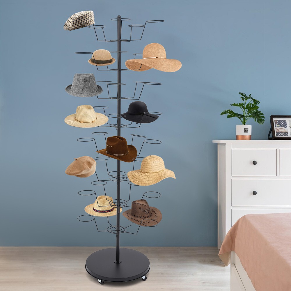 Metal Hat Rack Cloakroom Store 8-tier Rolling Hat Display Hats Wigs Holder Tree
