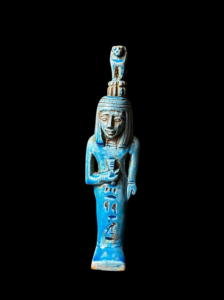 Egyptian Queen Statue with Goddess Sekhmet Protecting Her , Handmade Antique B.C
