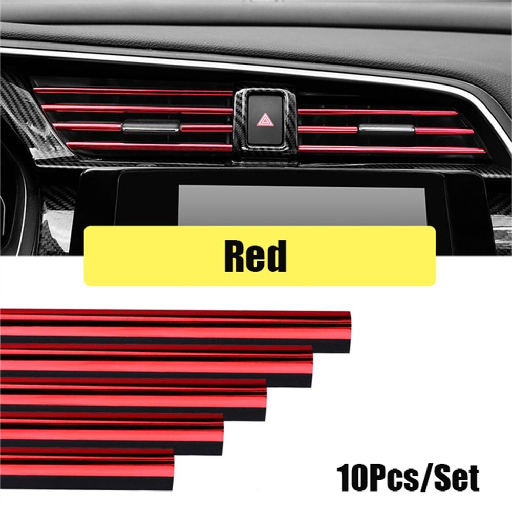 10Pc/Car Interior Air Conditioner Outlet Decoration Stripes Cover/Accessories