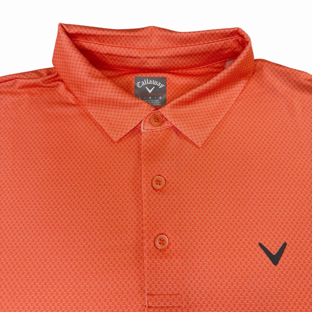 Callaway Men's Performance Golf Polo Shirt Orange All Over Print Size LARGE