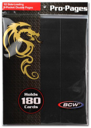 Side Loading 9-Pocket Pages 10ct - Black BCW GAMING SUPPLY BRAND NEW ABUGames