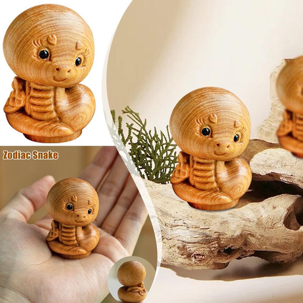 Year of The Snake Trinket Woodiness Cute Mini Accessories Animals Carving'