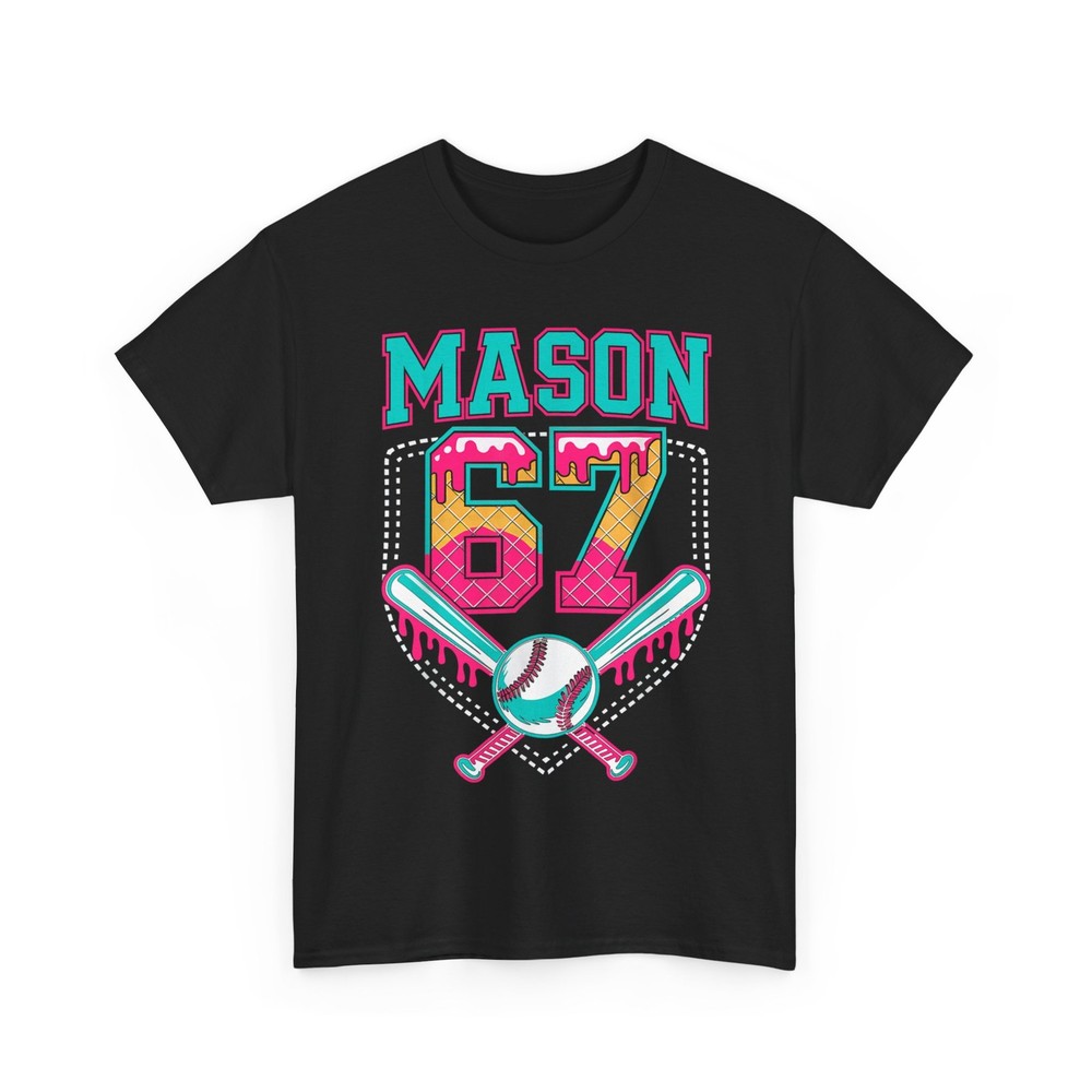 Mason 67 Meme Shirt, Six Seven Ice Cream Drip Baseball T-Shirt