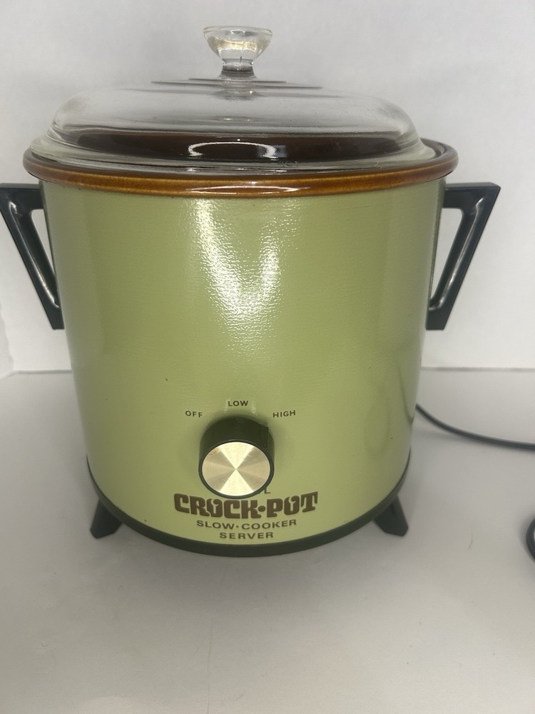 Rival Crock-Pot Slow Cooker Server Green Stoneware Glass Lid Keep Warm Function