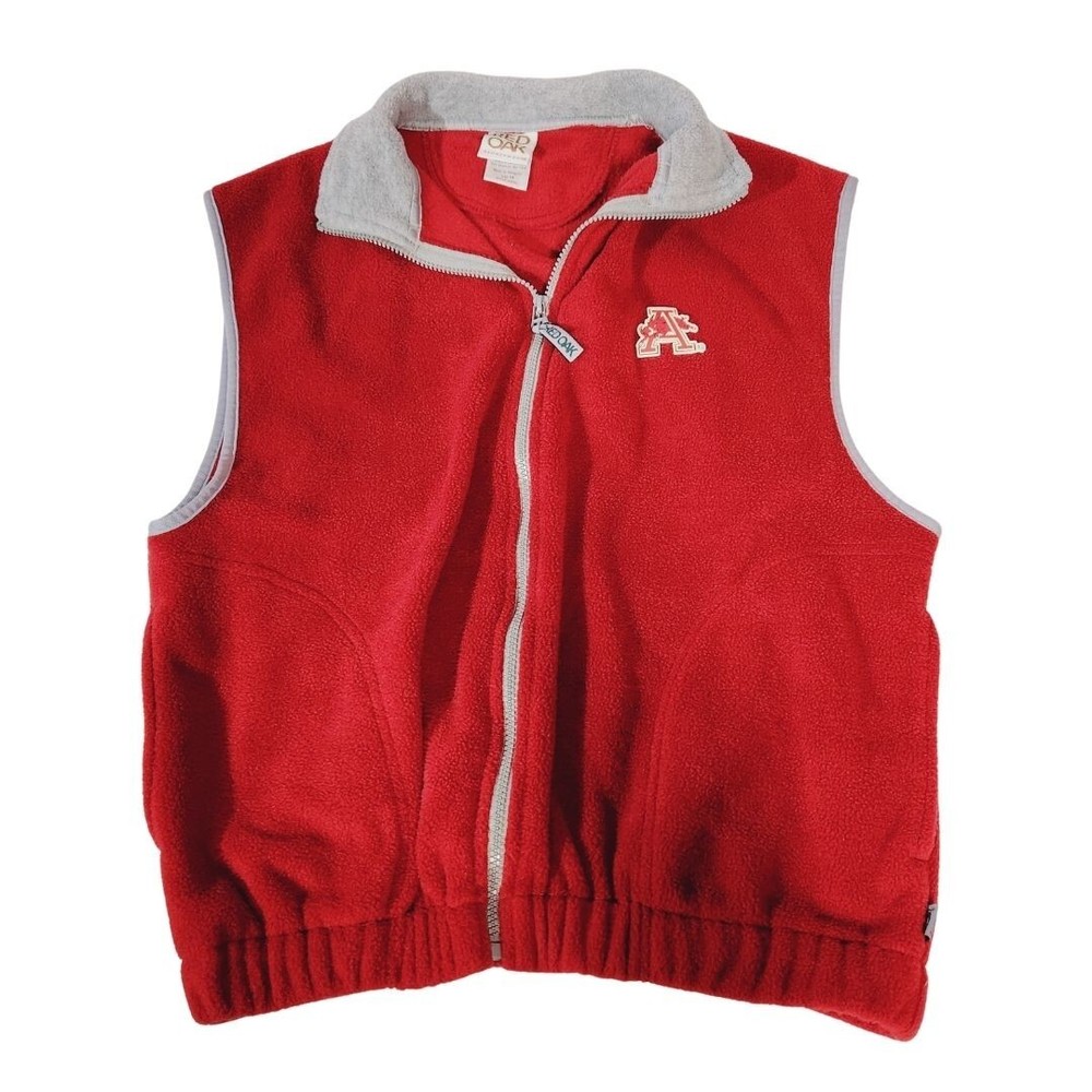 Men's Maroon Arkansas Razorbacks Fleece Vest Red Oak Sz M Full Zip Logo Hog