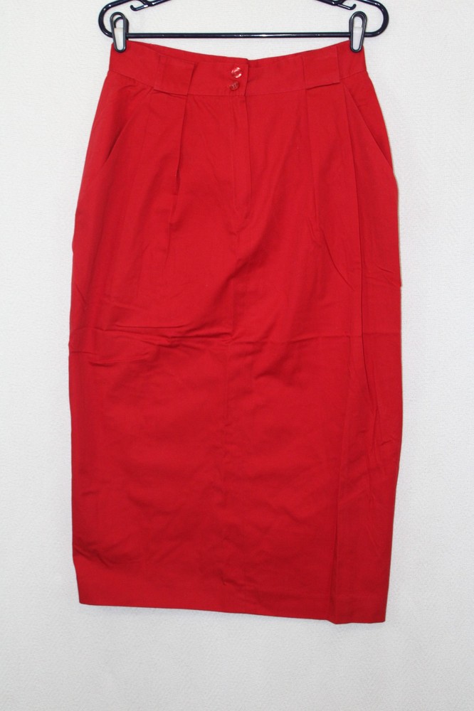 Vtg Jones New York Size 12 Bright Red Pencil Midi Skirt with Pockets NWT Lined