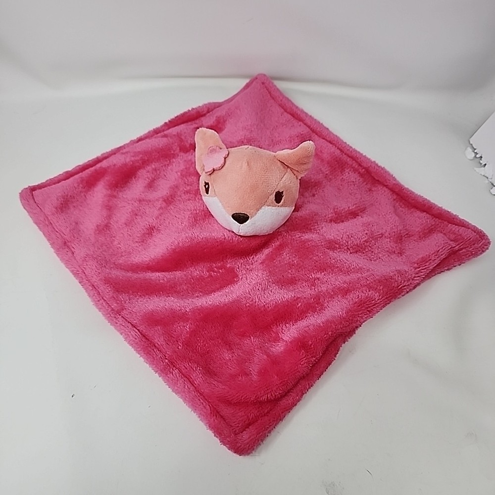 Hot Pink Fox Baby Security Blanket Lovey Flower