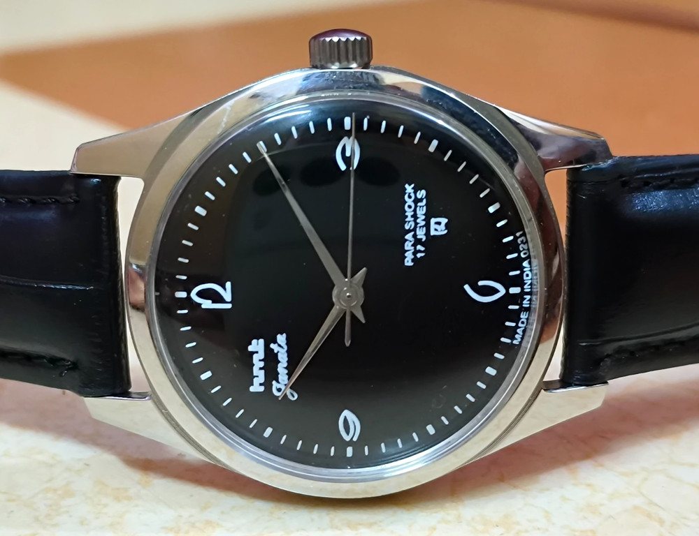 Vintage HMT Janata Black 17 Jewels Hand Winding Men's Wrist Watch