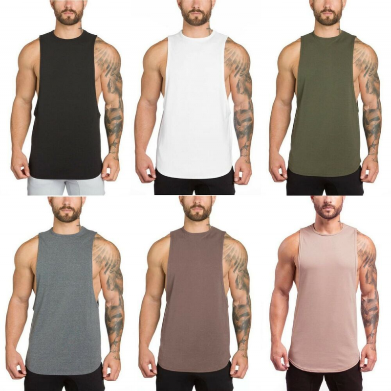 Men Sleeveless T-Shirt Gym Muscle Singlets Workout Tank Top Bodybuilding Fitness