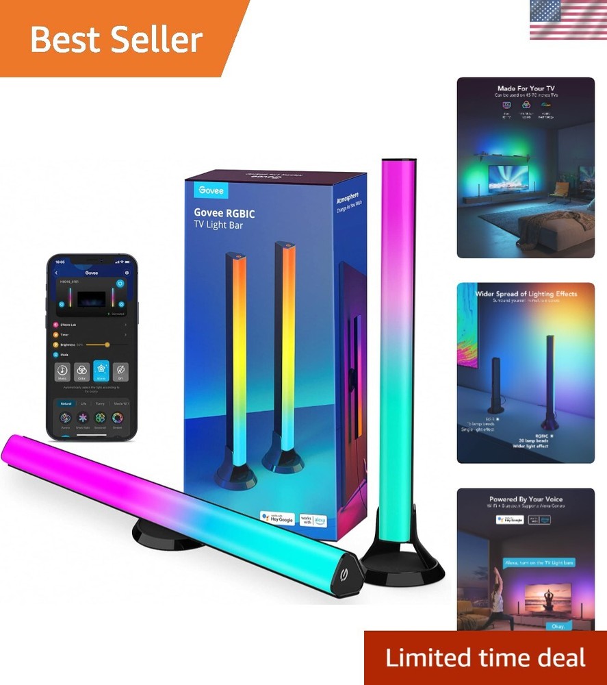 RGBIC Light Bars, 15 Inches WiFi TV Backlight with Double Light Beads, Smart ...