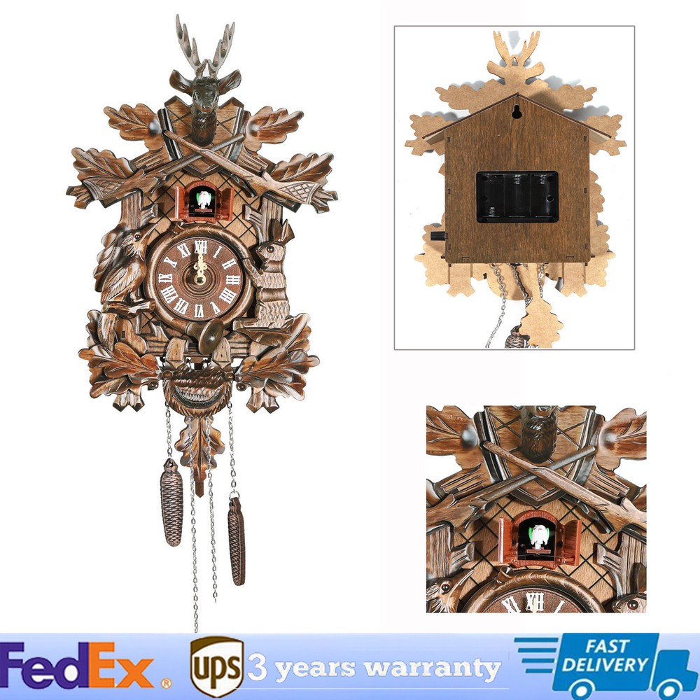 Vintage German Black Forest Wooden Hunter Cuckoo Clock Handcrafted