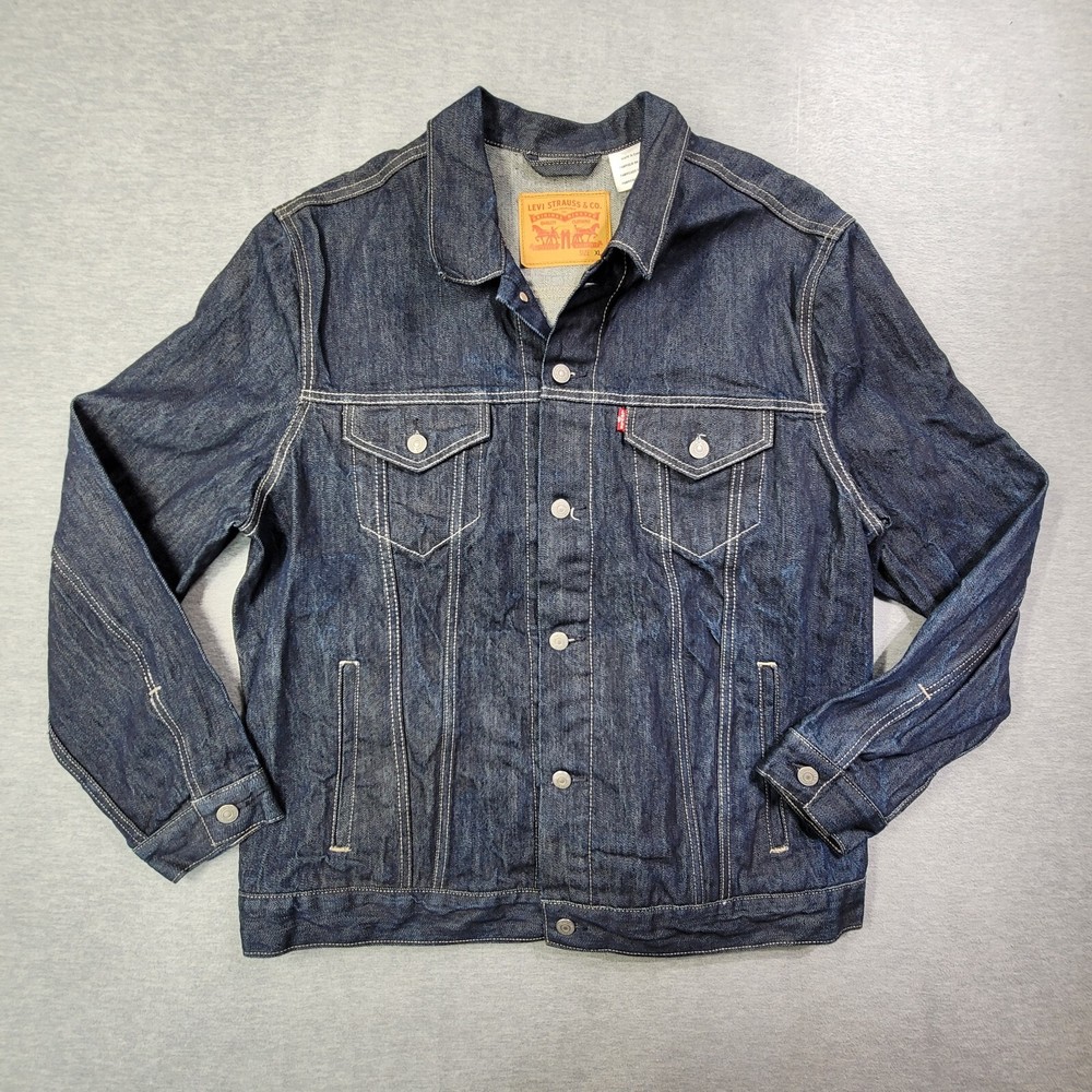 Levis Denim Jacket Mens XL Blue Button Up Flap Pockets Casual Outdoor Classic
