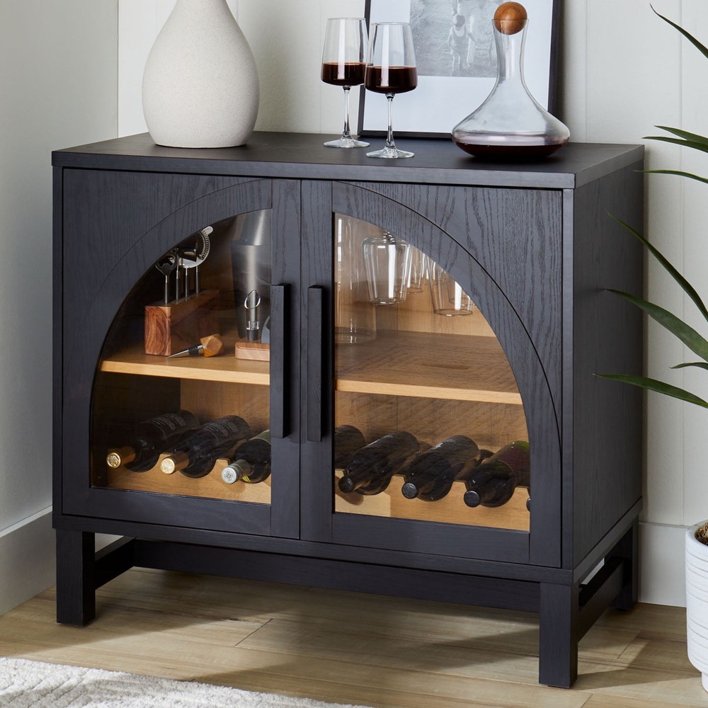 BHG Juliet Arch Wooden Arched Glass Door Wine Display Cabinet Kitchen Console Storage