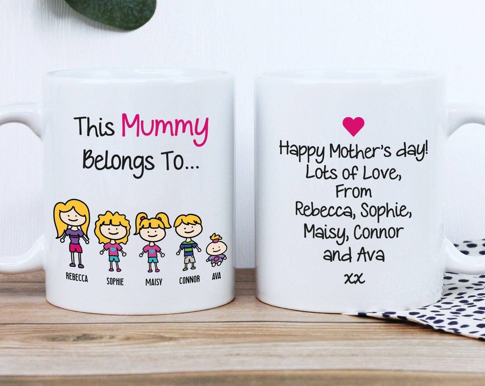 Mothers Day Gift This Mummy Belongs To Mug Family Portrait Coffee / Tea Cup