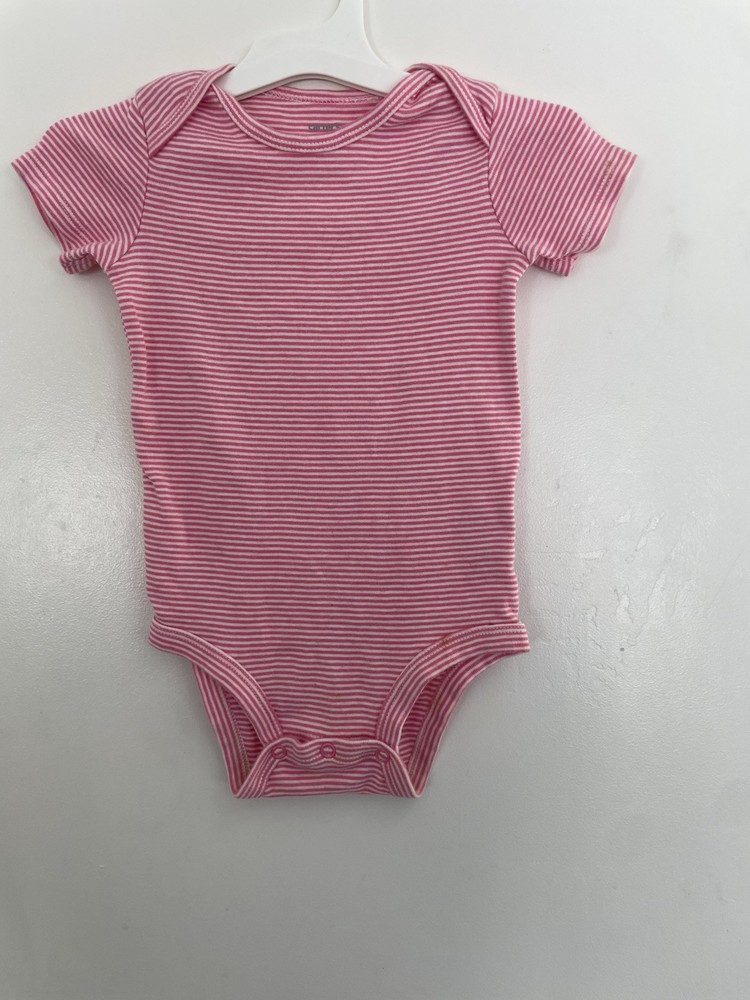 Carter's Baby Girls Classic Striped 100% Cotton Short Sleeve Bodysuit Pink 18M