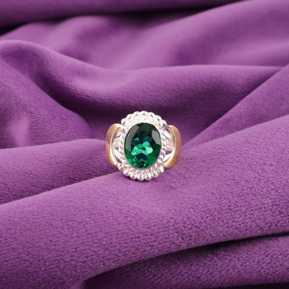 925 Sterling Silver Green Emerald Gemstone Engagement New Stackable Ring Jewelry