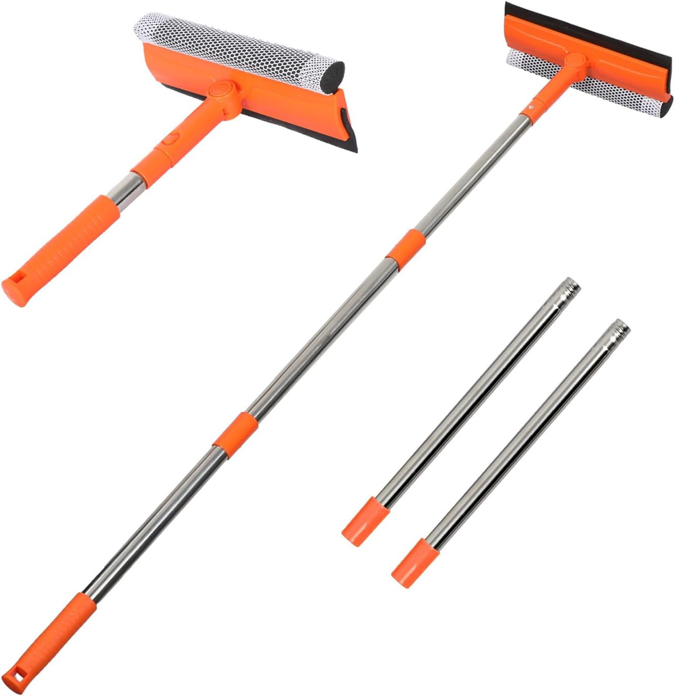 Professional Window Squeegee,2 in 1 Squeegee Window Cleaner with Long Stainle...