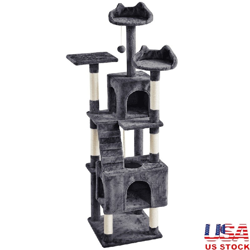 Multi-Level Cat Tree with Cozy Perches and Sisal Scratching Posts for Medium Cats